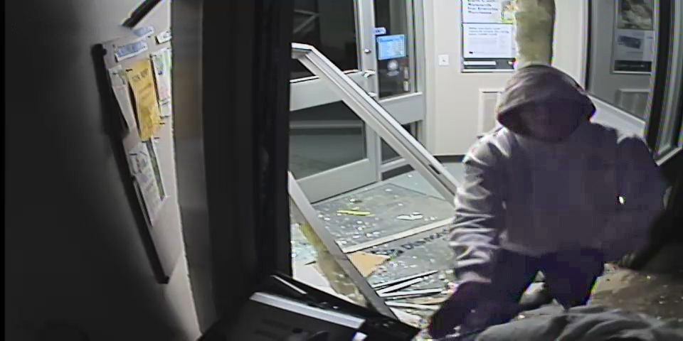 Security camera footage recorded somebody taking an ATM in White Fox. Submitted photo by Nipawin RCMP