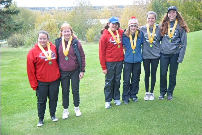 Top female golfers at the Saskatchewan High School Athletics Association Senior High School Golf Championships are acknowledged after two days of play. Photos by John Cairns