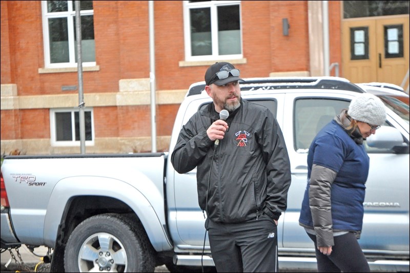 Despite cold conditions the Operun went off without a hitch Sunday morning as scheduled, with runners heading off at the 9 am start time through the streets of Battleford. Mayors Ames Leslie and Ryan Bater were among those taking part. The event is held annually in support of the Battleford Opera House restoration project, but with that on hold the funds this year will go towards the walking trails. Photo by John Cairns