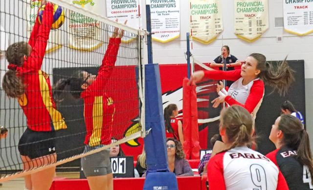 girls volleyball action