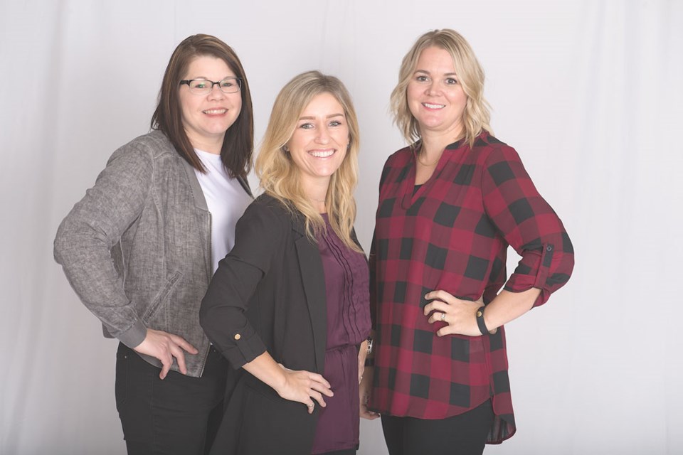 Estevan Mercury Publications sales representative Teresa Hrywkiw and Kimberlee Pushie, and sales manager Deanna Tarnes have plenty to offer small businesses. Photo by Brian Zinchuk