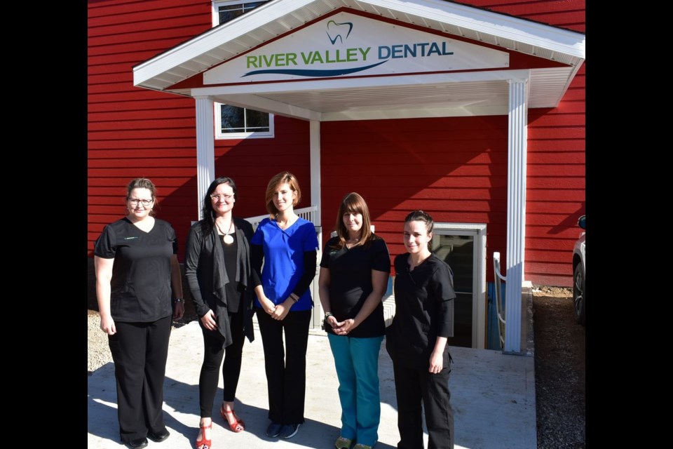 Staff of the new River Valley Dental clinic which opened its doors on October 9 in Kamsack from left, were: Jennifer Predinchuk, Mandi Kuculym (nee Hellegards), Dr. Lena Raya, Lynette Strom and Lauren Poehlmann.