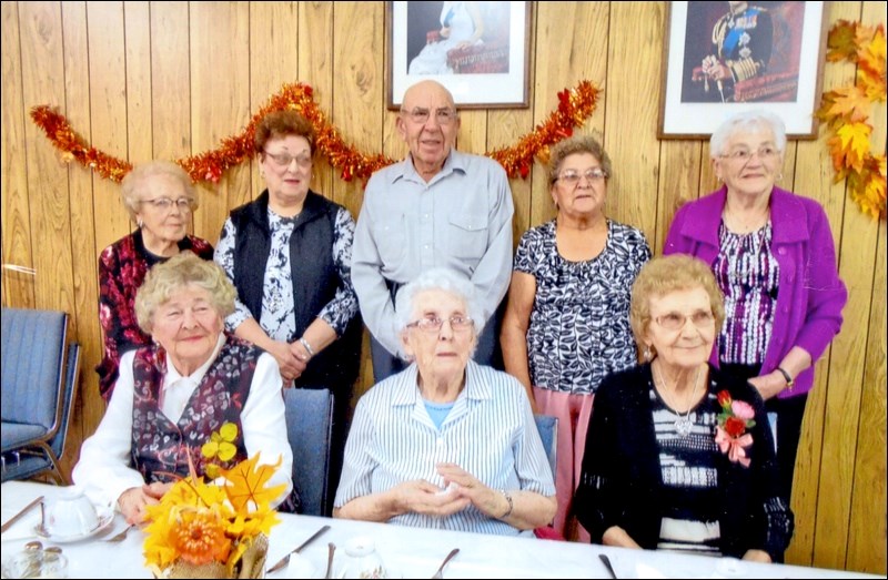 Action Now birthday celebrants honoured Oct. 10 were: front row – Evelyn Foster, Mae Johnson, Helen Polischuk; back row – Buellah Lippe, Olga Sendicki, Merrill Miller, Mildred L’Heureux and Theresa Elias.