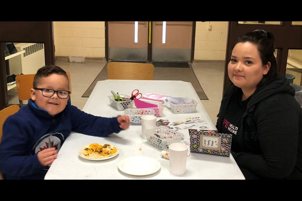 Lucas Stevenson and his mother, Sharrell, participated in Family Night in September for pre-kindergarten and kindergarten families.