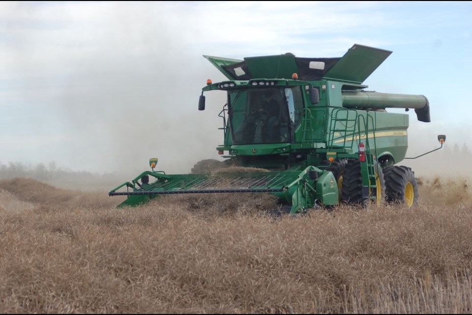 Tim Olson was one of the combine drivers who helped to harvest the Preeceville Arena fundraiser crop on October 18.