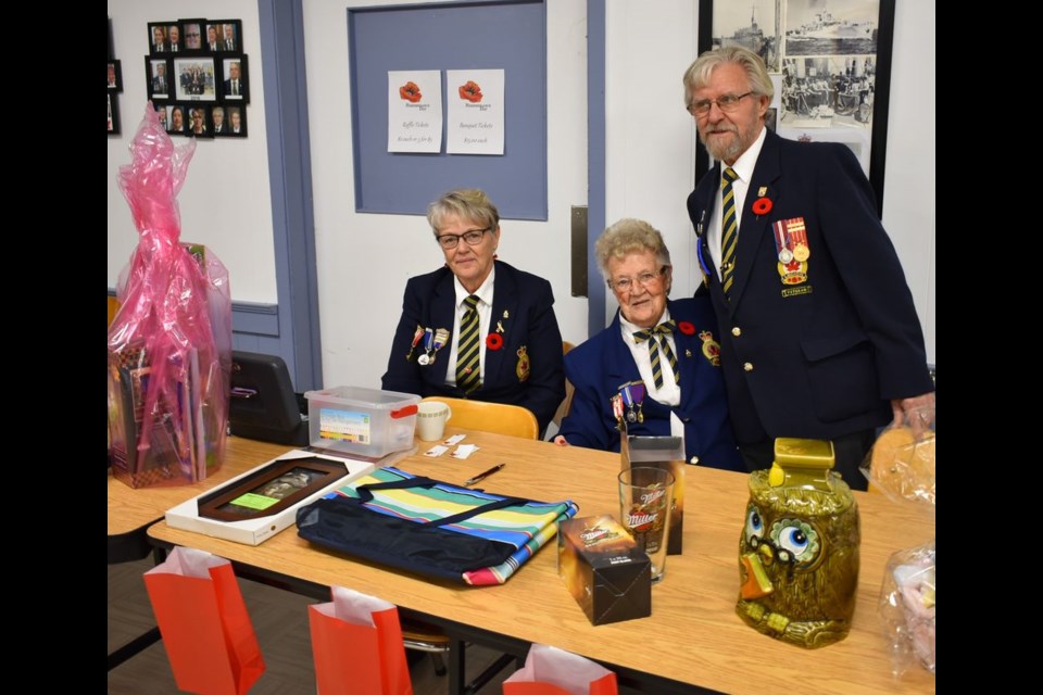 Three members of the Woodward family, all Legion members, were at the Remembrance Day Tea as volunteers of the event. From left, were: Judy (nee Woodward) Green, Norma Woodward and Jim Woodward, Legion president.