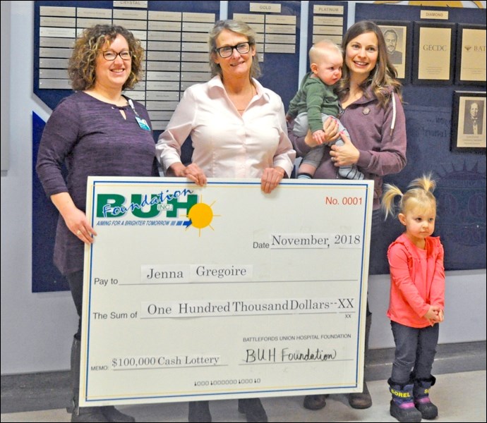 Left to right are Shauna McGifford and Claudette McGuire of BUHF, Davin Gregoire, Jenna Gregoire and Rhea Gregoire.