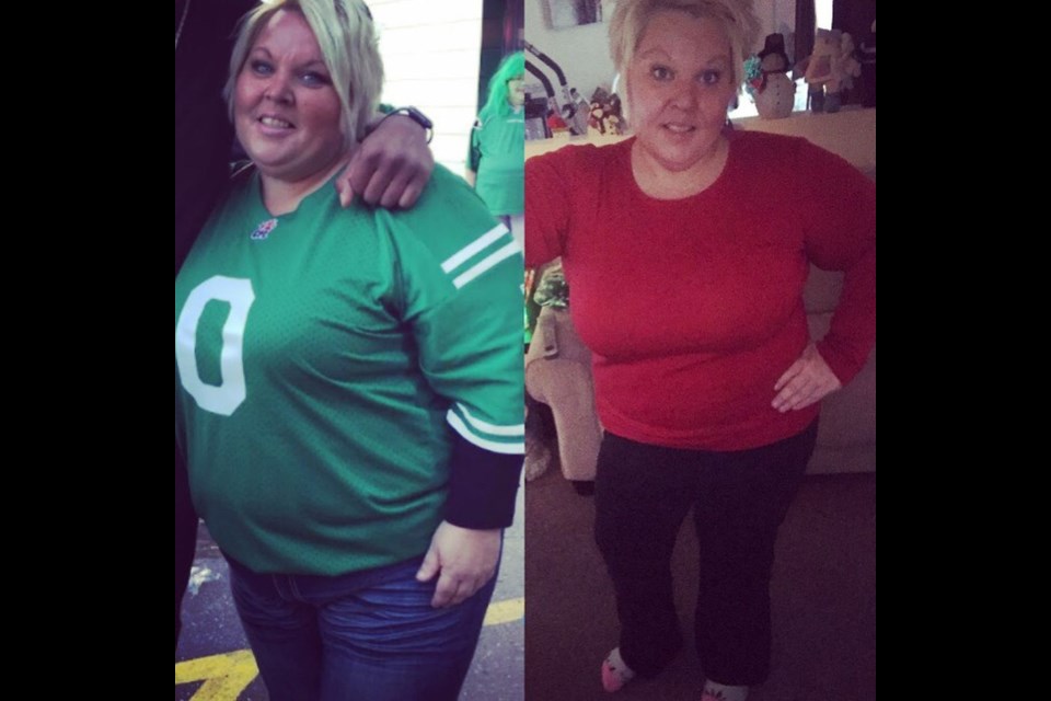 Michelle Hansen of Sturgis took a Grey Cup challenge to get fit and from these before and after pictures, it’s obvious she was successful, and then she won two Grey Cup tickets.
