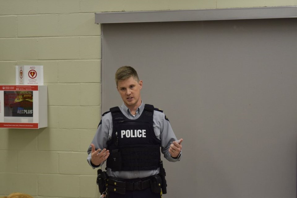 At the RCMP town hall meeting in Canora on November 14, Cpl. Dallyn Holmstrom, acting Canora Detachment Commander, gave those in attendance an update on the activities of the detachment and its members.