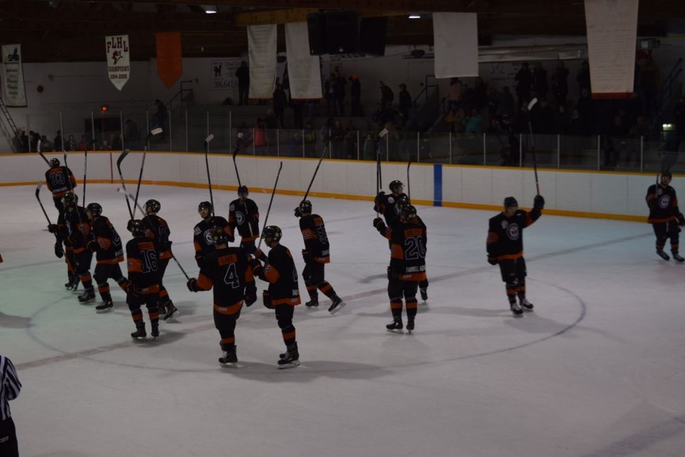 In what was likely the first ever SJHL game played in Canora, the Yorkton Terriers defeated the visiting Estevan Bruins 4 to 2 on November 17. The Terriers saluted the fans at the Canora Civic Centre at the end of the game.