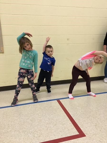 Sturgis 1 2 3 Care For Me Daycare children who had fun with the Family Resource Centre family fitness program on November 22, from left, were: Lindy Romanchuk, Grady Lario and Laykn Seerey.