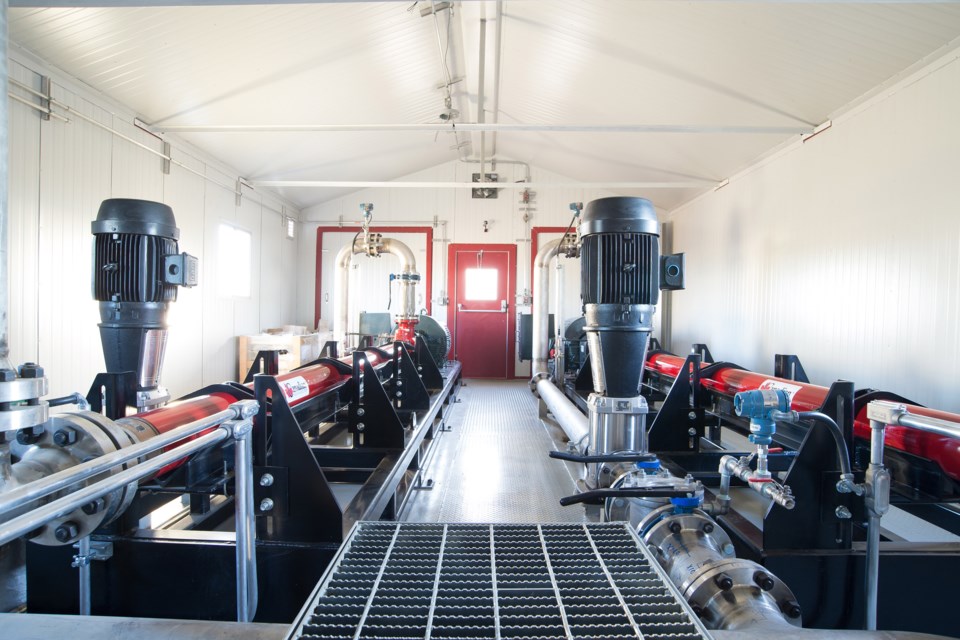 Waterflood technology, like this dual horizontal pump skid built by Brent Gedak Welding of Estevan, has been a critical part of the Saskatchewan oilpatch for several decades.