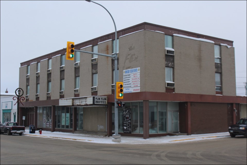The exterior of the Flin Flon Hotel on Dec. 7. The building has been vacant since 1998. - PHOTO BY ERIC WESTHAVER