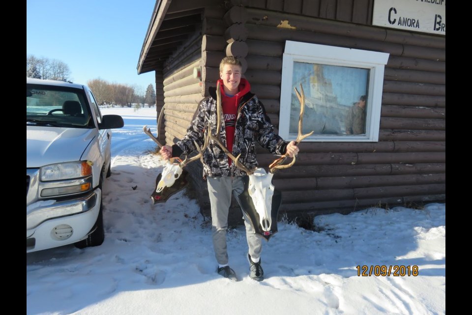 Brendon Landstad, junior, brought in his mule deer antler entry and the elk entry of his sister Kaitlyn in the women’s category.