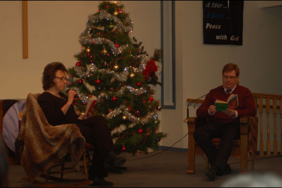 Sheila Klebeck, left, was joined by Miles Russell in reading The Best Christmas Pageant Ever in Preeceville on December 12.