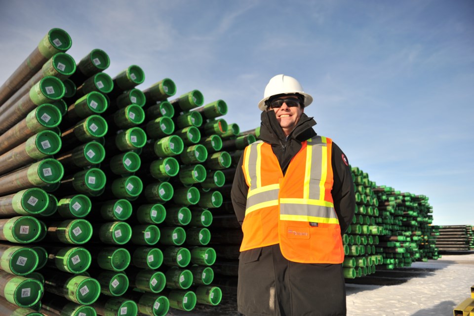 Guillermo Moreno is the president of Tenaris in Canada. The white tags on the ends of each pipe, behind him, are key to their business strategy.
