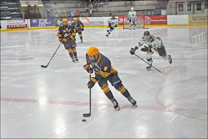 This is action from Nov. 3 at the Civic Centre where the Battlefords AAA Stars were in action against Swift Current. The Stars ended up on the short end of a 5-0 final score. John Cairns