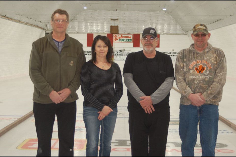 The Ralph Ager team tied for first place with the Lou Roste rink. Team members from left, were: Ralph Ager, Lynn Ager, Don Kurulak and Darcy Rediger.