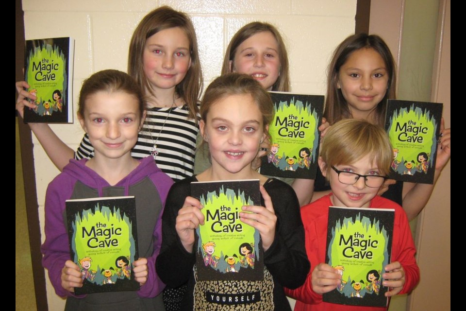 Some students of Victoria School had stories their published in a book, and recently received their very own copy. From left, were: (back) Shayla Allard, Grace Shabatoski and Miika Shingoose, and (front) Taylor Thurlow, Eden Rushton and Rhys Lawless.
