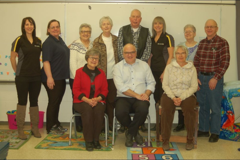 The Family Resource Centre hosted a tea as a thank you to its sponsors for donations over the year. The tea was held on January 24 and sponsors acknowledged from left, were: (back row) Kristin Olson, Welma Bartel, Joanne Meberg, Doreen and Edgar Thorson, Carla Keller, Jackie Blotski and Dale Bashforth and, (front) Hazel Urbanoski, Trevor Hancheroff and Nancy Sikora.
