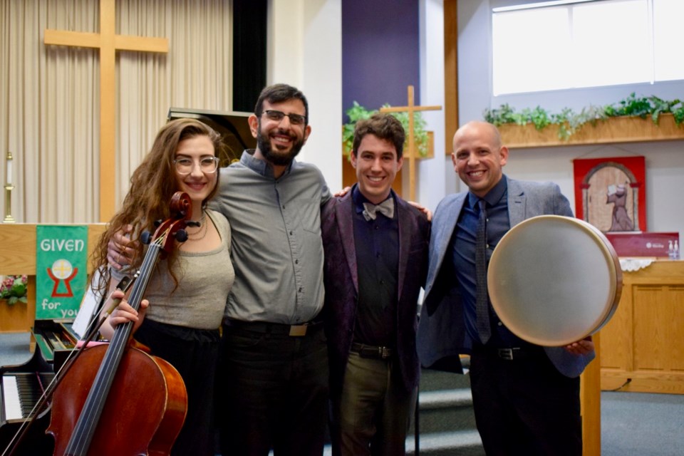Praire Debut Ladom Ensemble performed at the Trinity Lutheran Church. From left, Beth Silver (cello), Pouya Hamidi (piano), Michael Bridge (accordion) and Adam Campbell (percussion). Photos by Anastasiia Bykhovskaia