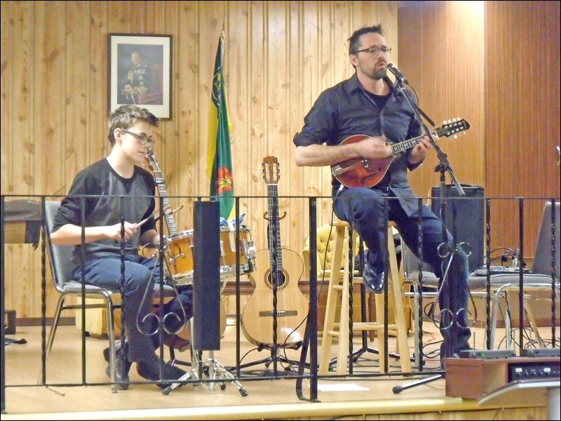 Kimball Siebert and his son Nickolas entertaining at Borden’s Friendship Club Jan. 30 supper. Photos submitted by Lorraine Olinyk