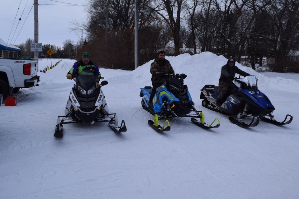 Among the 84 riders who registered for the Trakkers Snowclub 31st Annual Public and Family Derby in Canora on February 17, from left, were: Rod Melnychuk of McLean, Chris Rakochy of Sturgis and Adam Lickfold of Regina.