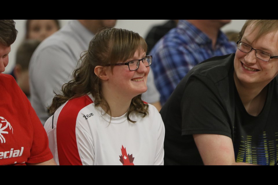 Engelfeld School held a send off for Tia Zimmerman as she prepares to compete at the Special Olympics World Games in Abu Dhabi, United Arab Emirates. Photo by Devan C. Tasa