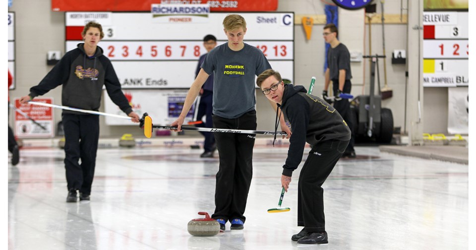 Provincial curling championships Carter Tarnowski, Cole Bells and Nathan Tremblay