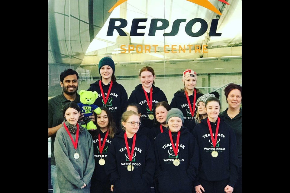 The U12 Team Sask. entry won gold with a strong contingent of Estevan Sharks swimmers. Photo submitted