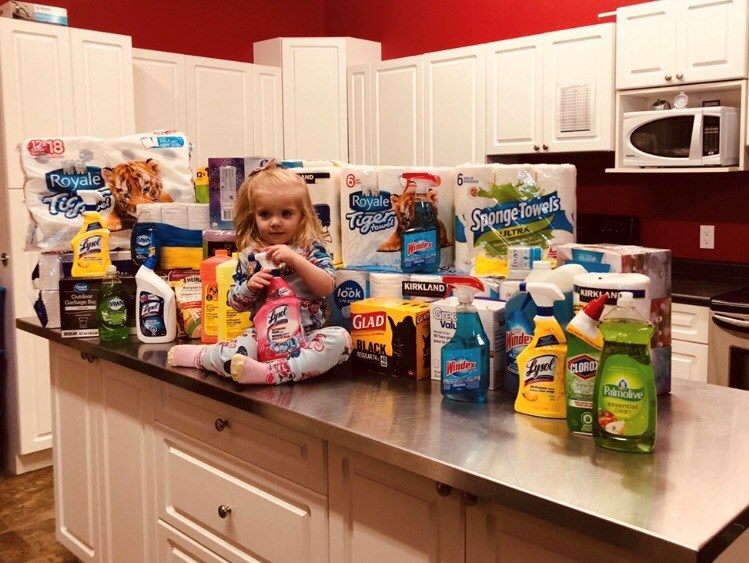 For her birthday Sadie Pennington and her parents asked all her friends to give cleaning products that she donated to the Estevan Family Resource Centre. Photo submitted