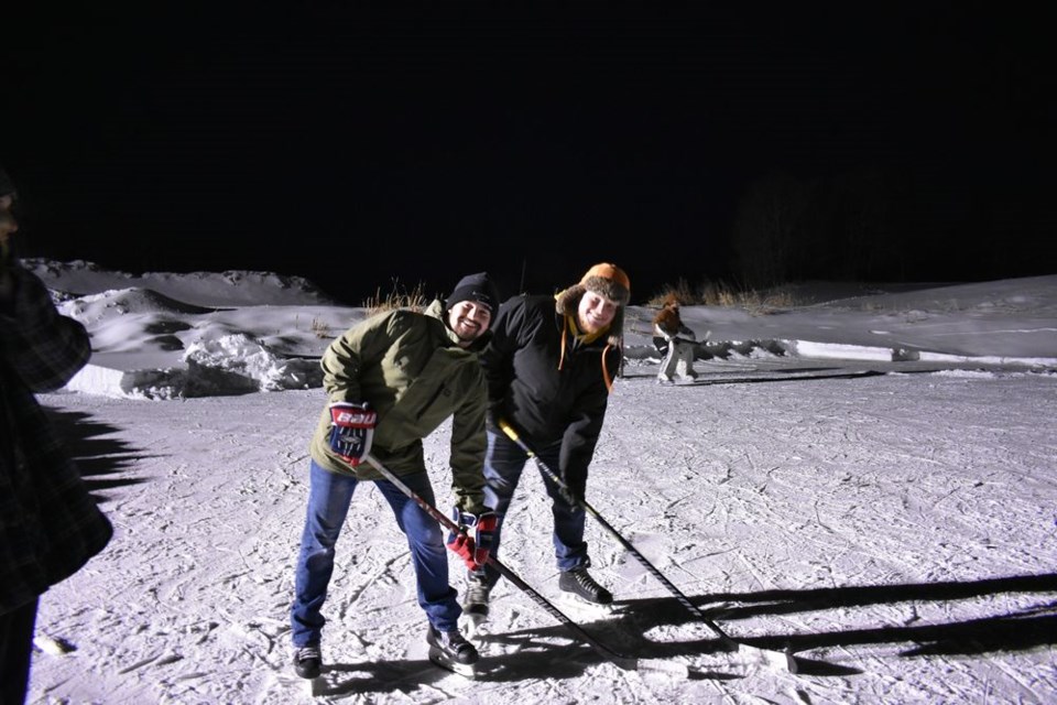 Jordan Chernoff and Riley Barrowman were members of the “younger stars” to play in the first Grassy Knoll Pond Hockey Classic.