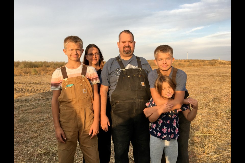 The Marcotte family – from left, Landon, Stacy, Jeff, Jordan and Alyssa – was recognized as the 2019 Farm Family of the Year during Tuesday night’s Estevan Farmer’s Appreciation Evening. Photo submitted