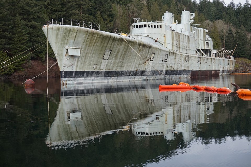The decommissioned destroyer Annapolis, as seen in Dec. 2014. It was eventually sunk and currently serves as an underwater reef for divers to explore in Howe Sound.