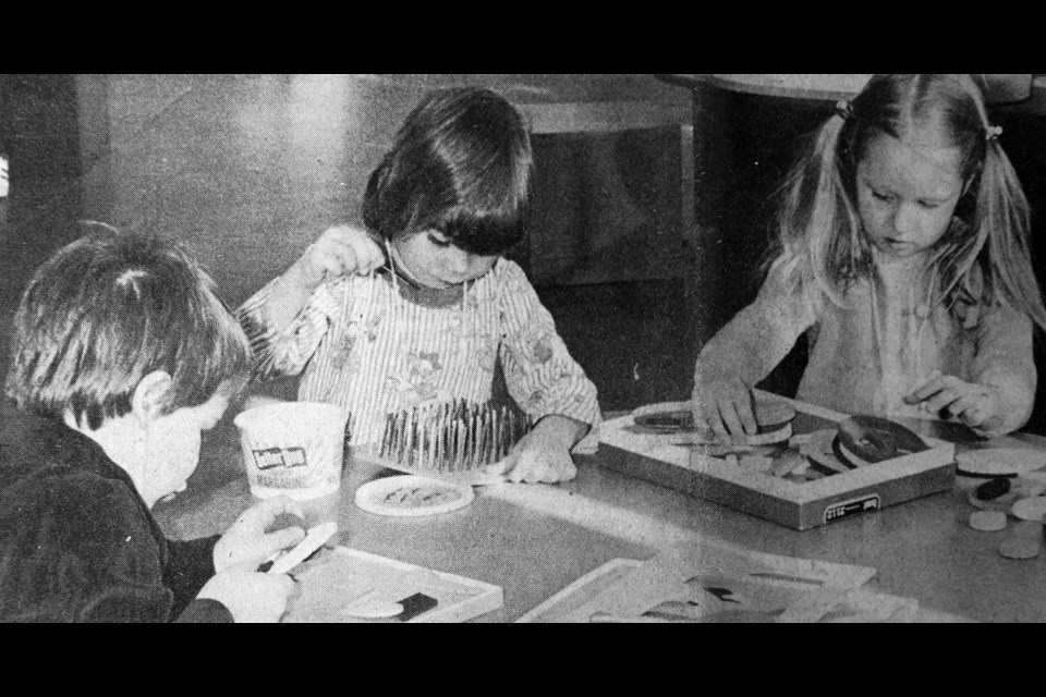 The Humboldt Co-operative Playschool opened its doors to 35 Humboldt youngsters last week at the old Humboldt Post Office. Brendon Witt, Jason Keller and Bonnie Boechler learn through creative play at the school.