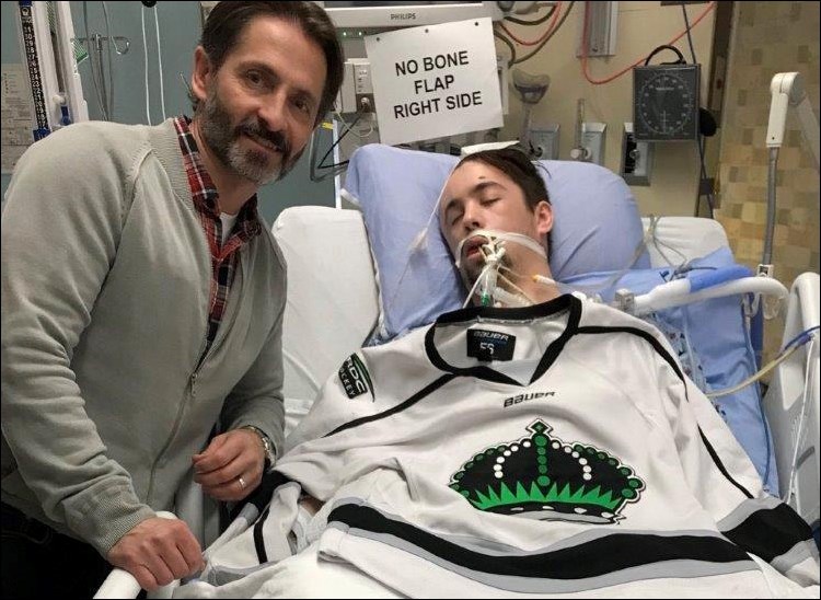 Red Deer College Coach Trevor Keeper was many of Nick Coaches that came to see him in the intensive Care unit at the U of A hospital and brought him his game jersey for good luck. While holding Nick’s hand, Coach Keeper said to Nick, “Do you have your tie down secured on your jersey, Nick?” Nick squeezed the coach’s hand. Keeper said, “At that moment I knew Founts was going to be OK! Nick has never backed down from any fight.” Photos submitted
