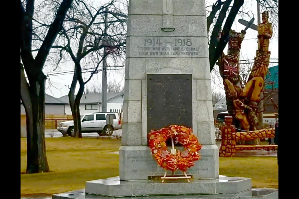 Wreaths were laid at the cenotaph on Saturday afternoon in memory of Canadians who fought and died in the First World War.