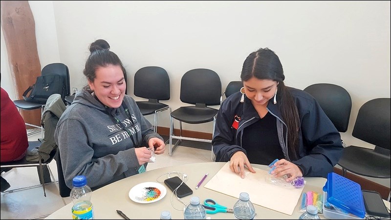 For the first time, the prestigious competition, Skills Canada Saskatchewan, offered Aboriginal beading as a competition area. Fifteen students competed, including two from NBCHS, Rhiannon Dussion and Savannah Pierre-Weenie. The students had five hours to complete a beaded keychain and both students completed beautifully beaded pieces. Savannah Pierre-Weenie was awarded the gold medal. Photos submitted