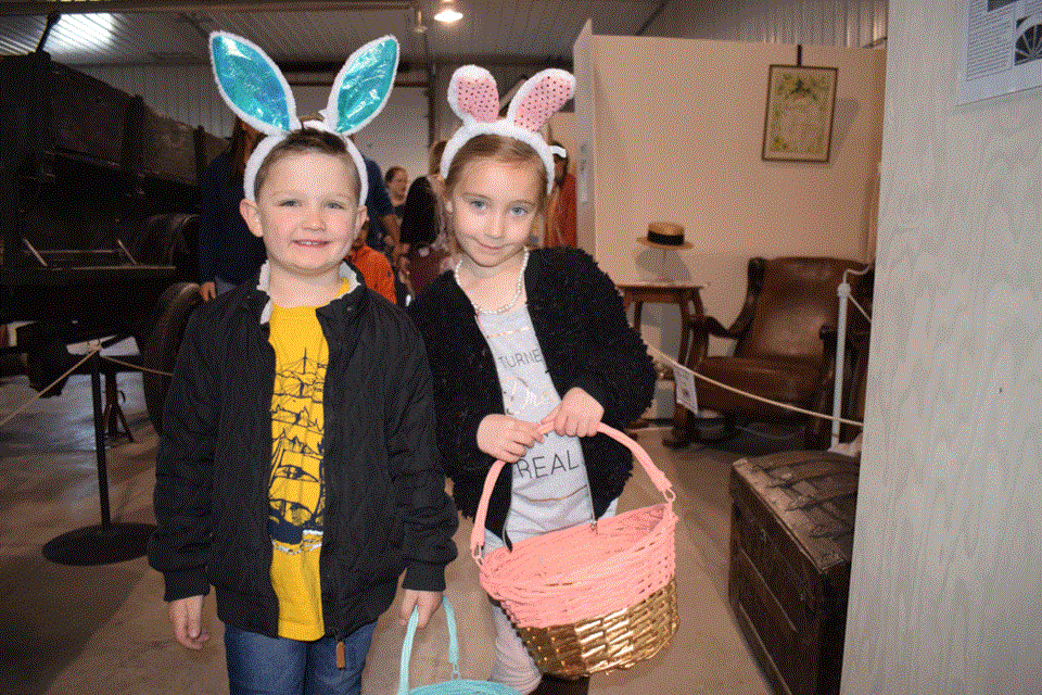 Emmett Seipp, left, and Clara Seipp were dressed for the hunt.