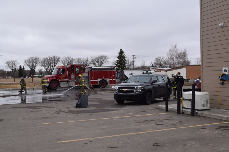 A collision between a semi trailer unit and the RV water fill station at the Gateway Co-op C-Store in Canora created a significant spill from the semi on April 16. The Canora Fire Department and spill contractors cleaned the site of the spill according to Gateway Co-op spill procedures.