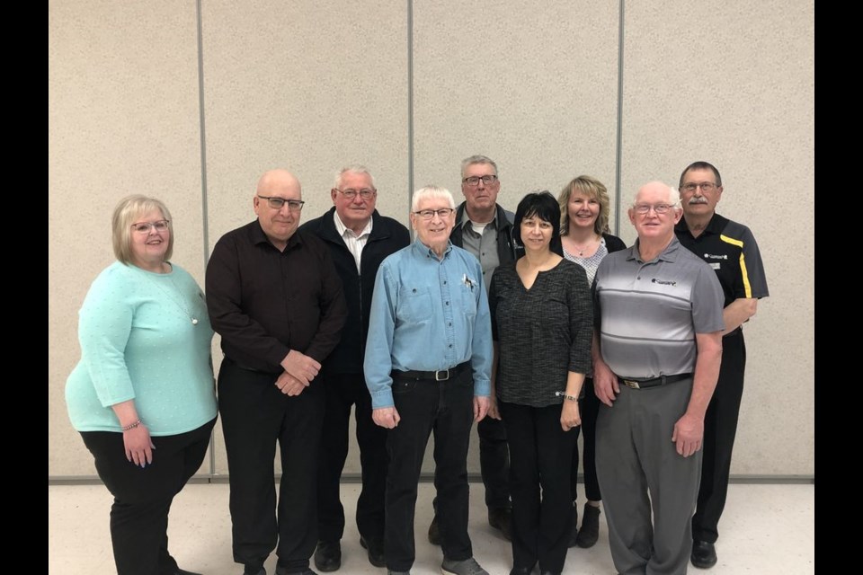 The Board of Directors got together for a photo at the annual meeting. From left, were: Arlette Bogucky, Kerry Trask, Gary Herbert, Murray Bottcher, Ivan Peterson, Betty Tomilin, Leanne Christianson, Duane Sweatman and Walter Ostoforoff.