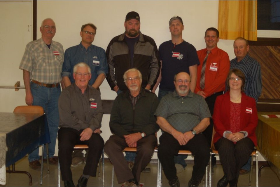 Executive and board members in attendance at the Gateway Co-operative annual information meeting held in Preeceville on April 24, from left, were: (back row) Bill Lesko, Duane Karcha, Chad Rose, Greg Olson, Brad Chambers and Brian Myhr and, (front) Lyle Olson, George Stinka, Bob Lebo and Heather Prestie.