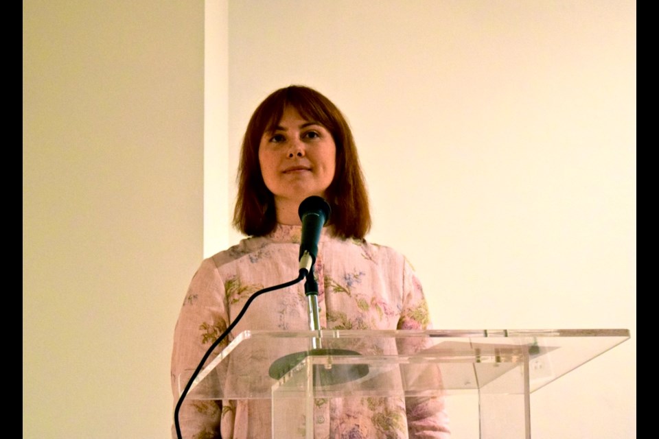 Terri Fidelak, the author of the Quality of Your Involvement will be the Measure of Your Reward, was at the Estevan Art Gallery and Museum for the reception. Photo by Anastasiia Bykhovskaia