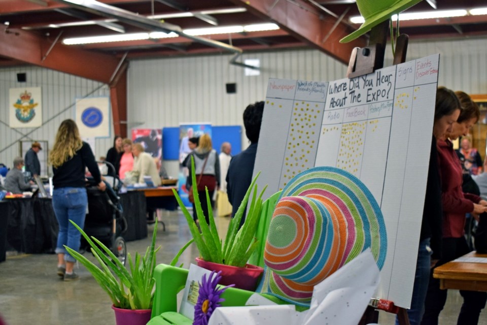 Aloe Vera plants, symbols of health and wellbeing, were set at the entrance table at the Estevan Natural Health and Healing Expo. Photo by Anastasiia Bykhovskaia