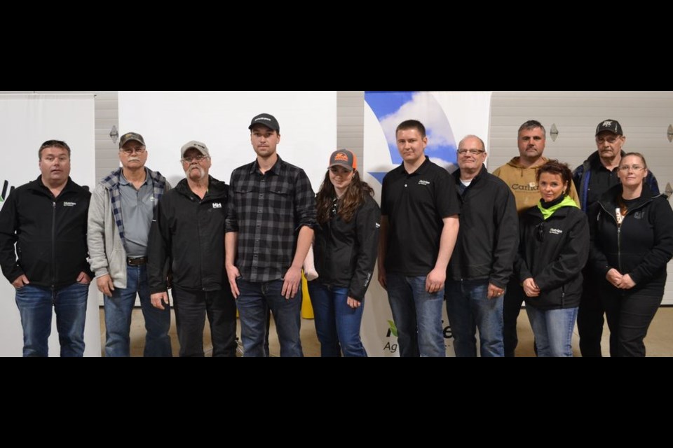 The new Nutrien Ag Solutions facility near Norquay held its grand opening on April 26. From left, Norquay retail team members are: (back row) Darrell Izzard and Edward Marnovich. and (front) Jason Reine, Robert Dercach, Sheldon Nelson, Eric Krochak, Callie Holodniuk, Tyler Krochak, Calvin Statchuk, Melody Burym and Susan Nedilenka.