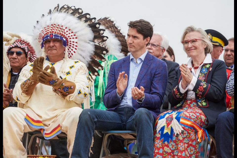Chief Duane Antoine, Prime Minister Justin Trudeau and federal Crown-Indigenous Relations minister Carolyn Bennett. All photos by Averil Hall