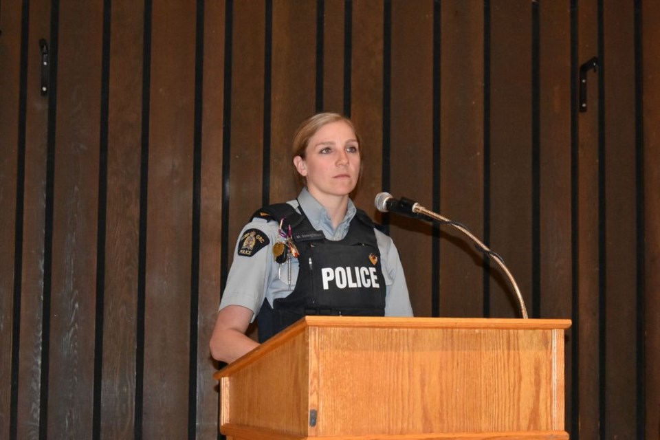 Sgt. Meagan Stringfellow, the acting Kamsack RCMP detachment commander, chaired the public meeting held at the OCC Hall last week when she discussed recent detachment statistics and priorities.