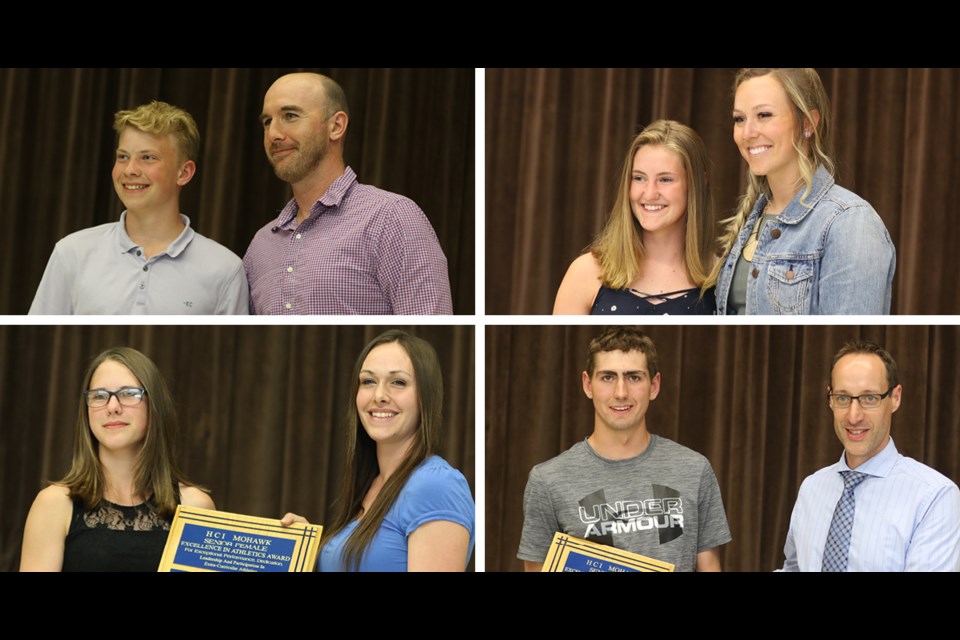 The four athletes of the year were, starting at the top left corner and going clockwise, Ben Yungman (Junior Male), Katie MacLean (Junior Female), Braden Fleischhacker (Senior Male) and Julianna Engele-Lueke (Senior Female). Photos by Devan C. Tasa