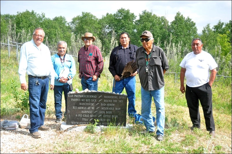 Area elders and First Nations people gathered Saturday at the gravesite of the eight Indigenous warriors who had been hanged in 1885, for a traditional feast and ceremony. Photos by John Cairns