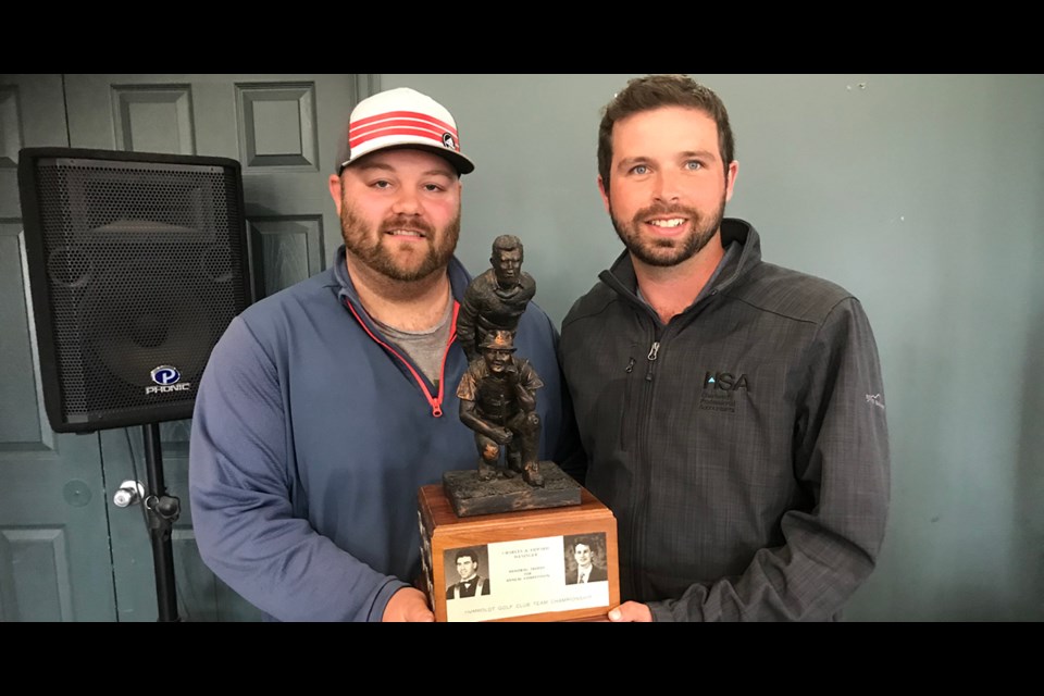 Drew Dale, left and Mike Herperger, right, were champions of the Humboldt Golf Club’s annual Father’s Day Tournament with a two-day score of 130. Submitted photo